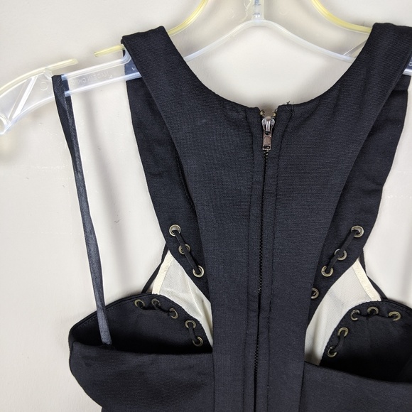 Angel Biba | Black Lace Up Mini Dress-H9 - Picture 3 of 7